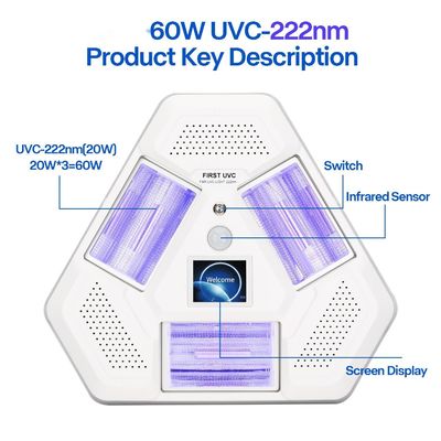 60W UVC Excimer 램프는 삼각형 홀더를 가진 222nm를 완료했습니다 관제사를 제거합니다